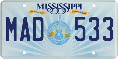 MS license plate MAD533