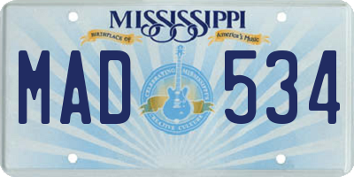 MS license plate MAD534