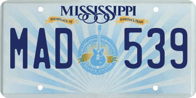 MS license plate MAD539