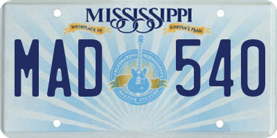 MS license plate MAD540