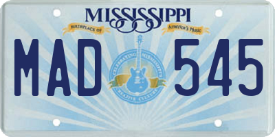MS license plate MAD545