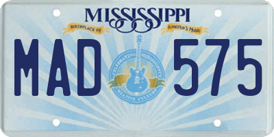 MS license plate MAD575