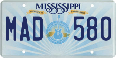 MS license plate MAD580