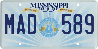MS license plate MAD589