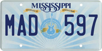 MS license plate MAD597