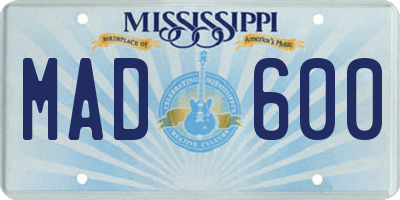 MS license plate MAD600