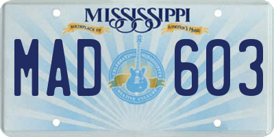 MS license plate MAD603