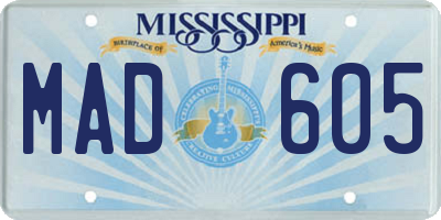 MS license plate MAD605