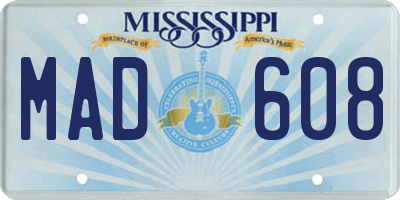 MS license plate MAD608