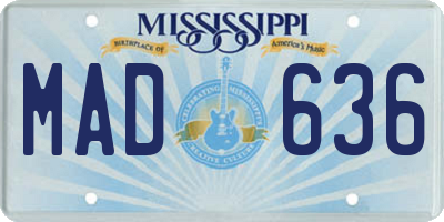 MS license plate MAD636