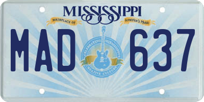 MS license plate MAD637