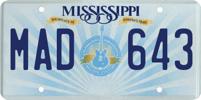 MS license plate MAD643