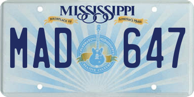 MS license plate MAD647