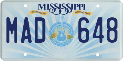 MS license plate MAD648