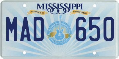 MS license plate MAD650
