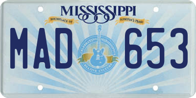 MS license plate MAD653