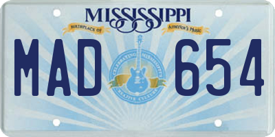 MS license plate MAD654