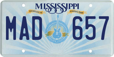 MS license plate MAD657