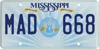 MS license plate MAD668