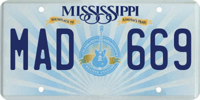 MS license plate MAD669