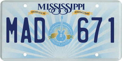 MS license plate MAD671