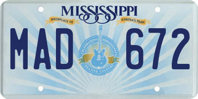 MS license plate MAD672