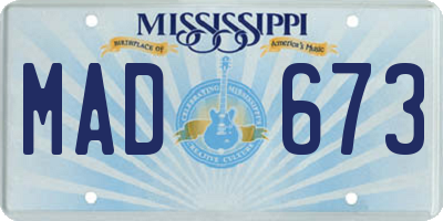 MS license plate MAD673