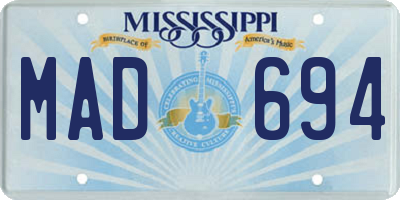 MS license plate MAD694