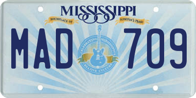 MS license plate MAD709
