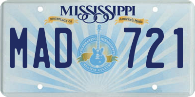 MS license plate MAD721