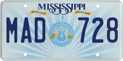 MS license plate MAD728