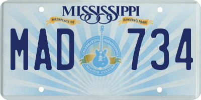 MS license plate MAD734