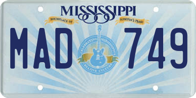 MS license plate MAD749