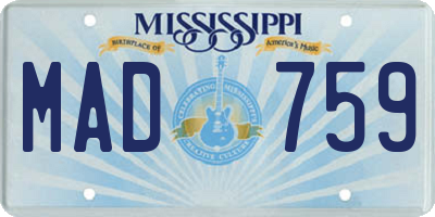 MS license plate MAD759