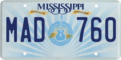 MS license plate MAD760