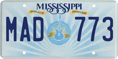 MS license plate MAD773