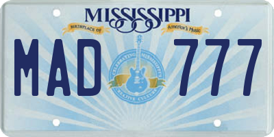 MS license plate MAD777