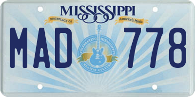 MS license plate MAD778