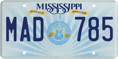 MS license plate MAD785