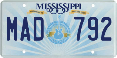 MS license plate MAD792