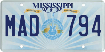 MS license plate MAD794