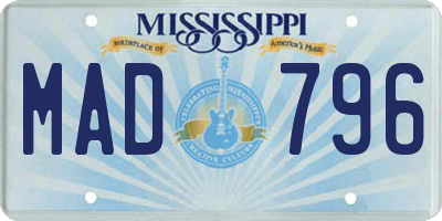 MS license plate MAD796