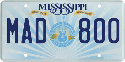 MS license plate MAD800