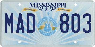 MS license plate MAD803