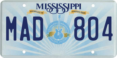 MS license plate MAD804