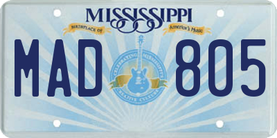 MS license plate MAD805