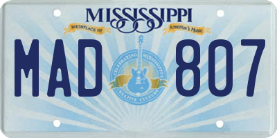MS license plate MAD807