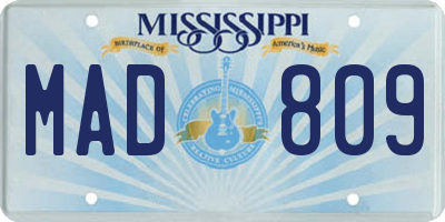 MS license plate MAD809