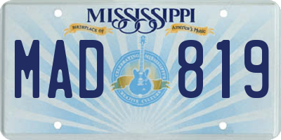 MS license plate MAD819