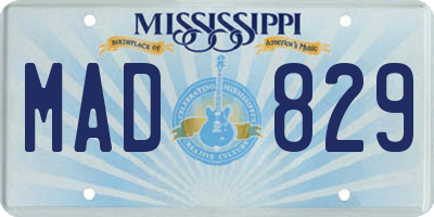 MS license plate MAD829